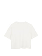 T-shirt per bambina Michael Kors Kids bianca con stampa logo metallizzato sul davanti R30686 117 MICHAEL KORS KIDS 