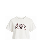 T-shirt per bambina Michael Kors Kids bianca con stampa logo metallizzato sul davanti R30686 117 MICHAEL KORS KIDS 
