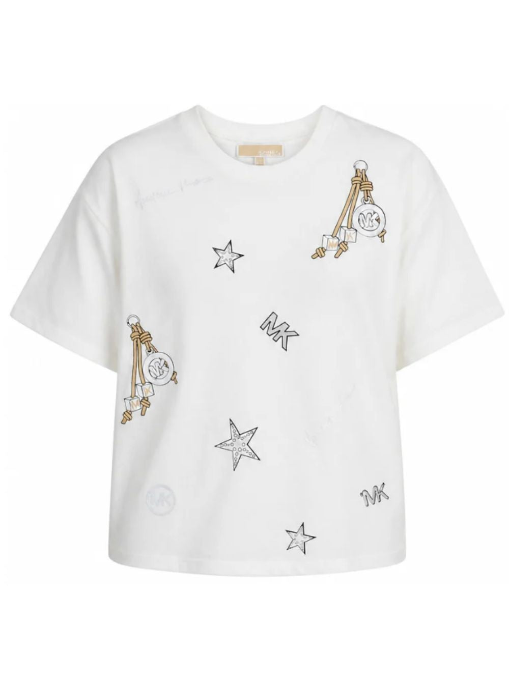 T-shirt per bambina Michael Kors Kids bianca con stampa stelle all-over R30689 117 MICHAEL KORS KIDS 