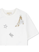 T-shirt per bambina Michael Kors Kids bianca con stampa stelle all-over R30689 117 MICHAEL KORS KIDS 