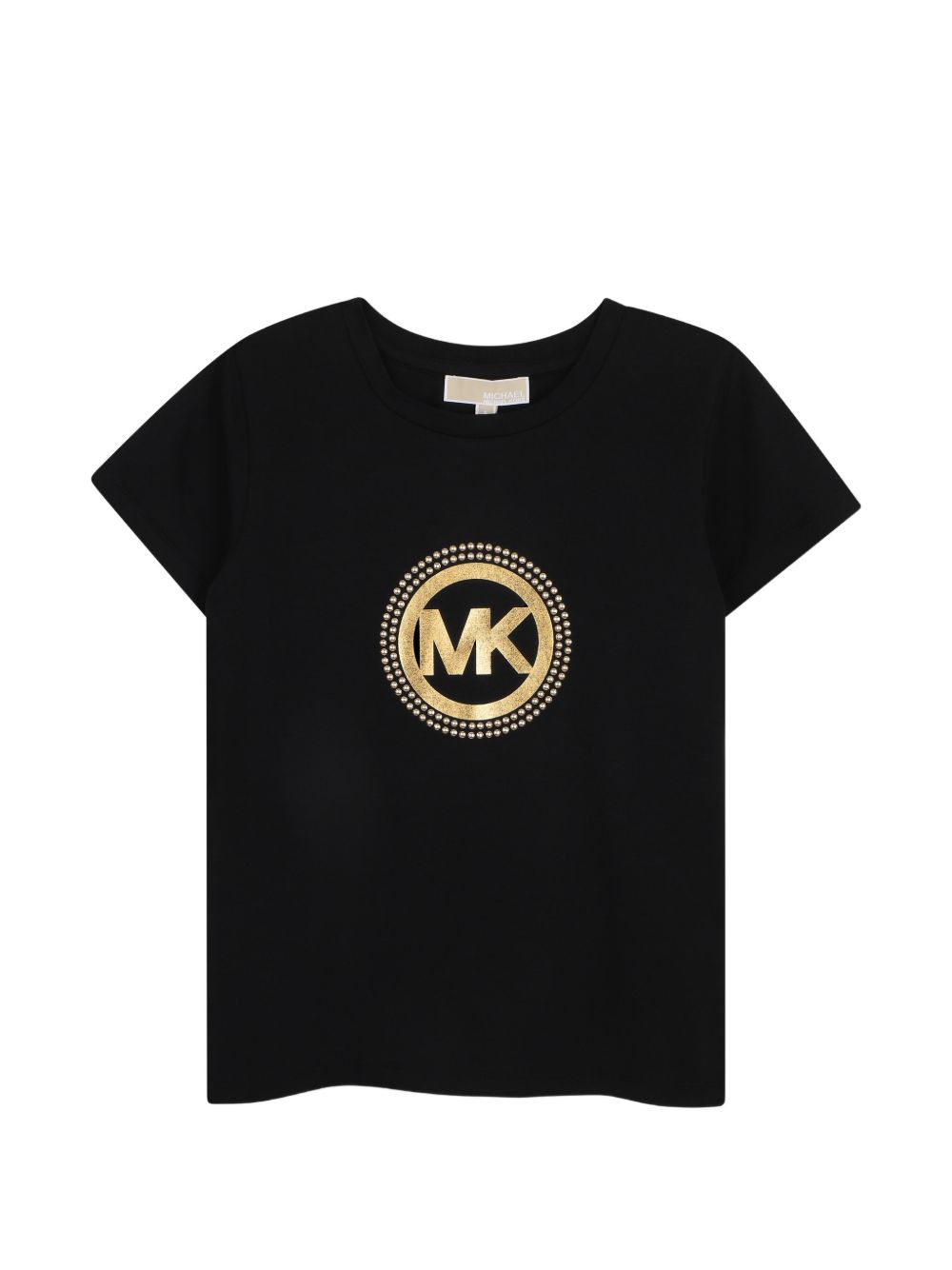 T-shirt per bambina Michael Kors Kids nera con logo sul davanti R30690 09B MICHAEL KORS KIDS 