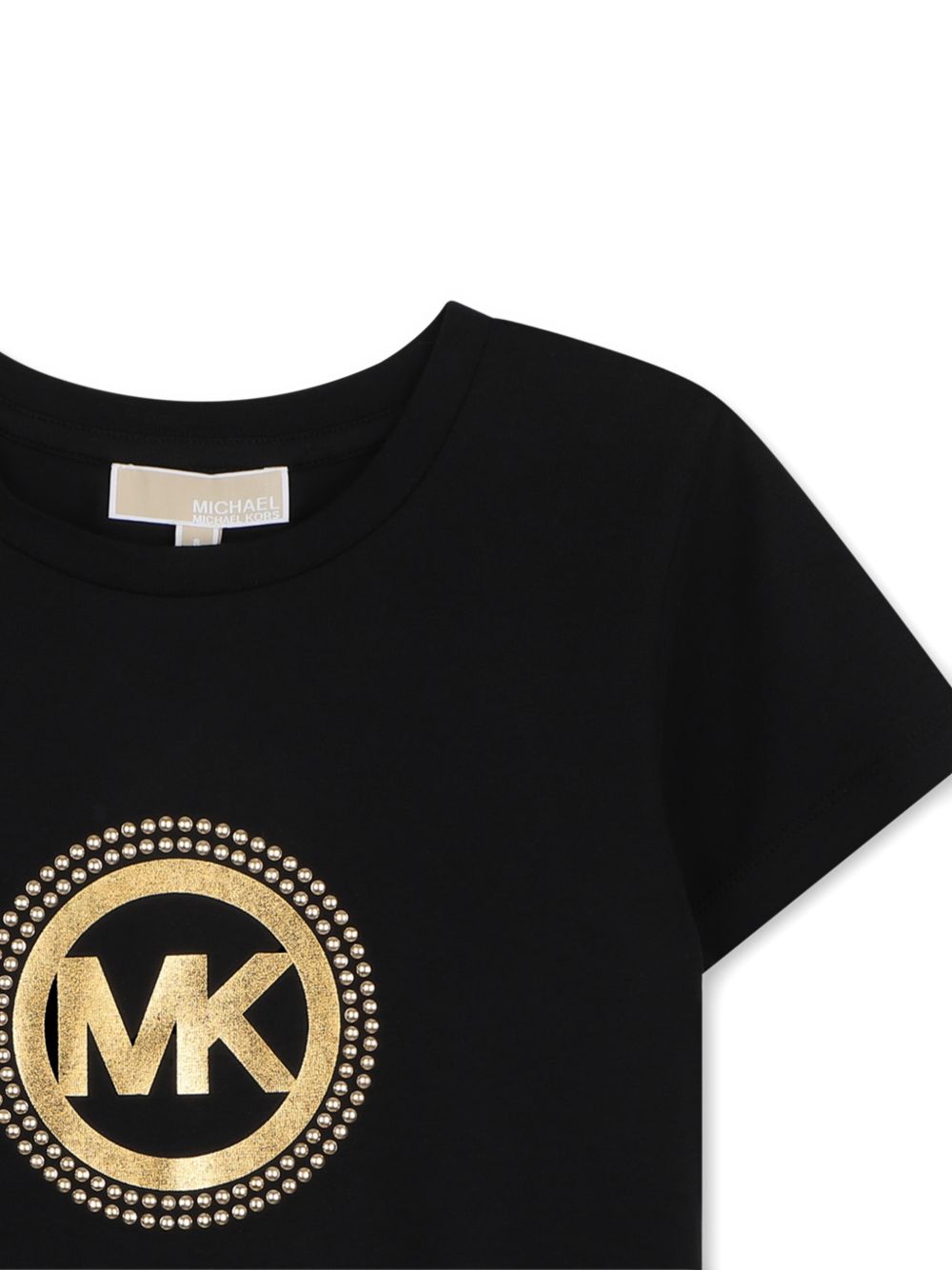 T-shirt per bambina Michael Kors Kids nera con logo sul davanti R30690 09B MICHAEL KORS KIDS 