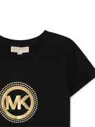 T-shirt per bambina Michael Kors Kids nera con logo sul davanti R30690 09B MICHAEL KORS KIDS 