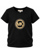 T-shirt per bambina Michael Kors Kids nera con logo sul davanti R30690 09B MICHAEL KORS KIDS 