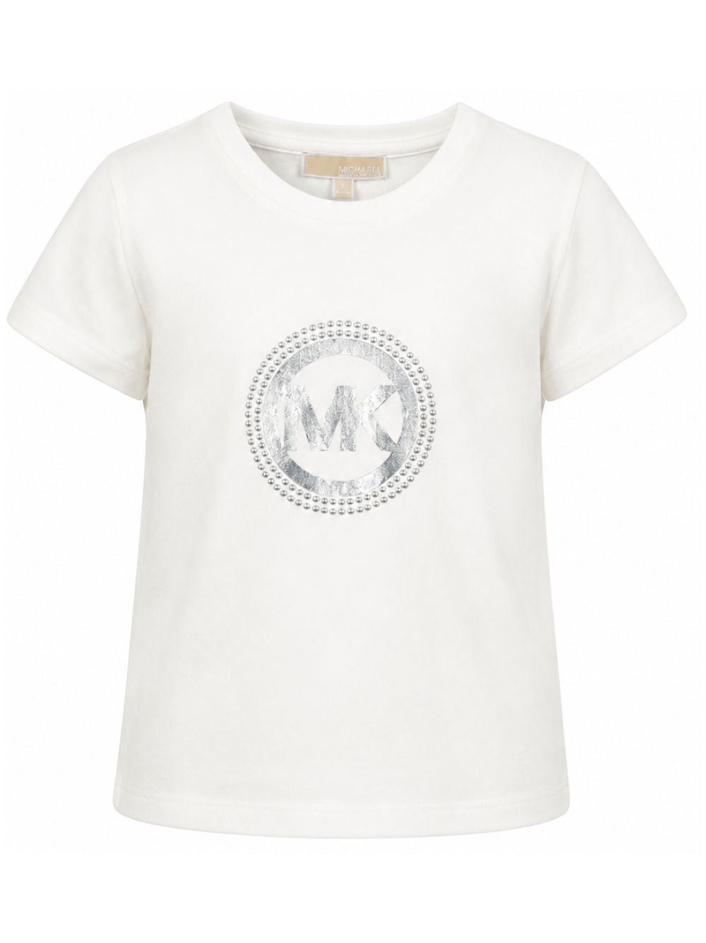 T-shirt per bambina Michael Kors Kids bianca con logo sul davanti R30690 117 MICHAEL KORS KIDS 