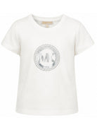 T-shirt per bambina Michael Kors Kids bianca con logo sul davanti R30690 117 MICHAEL KORS KIDS 