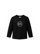 T-shirt per bambina Michael Kors Kids nera con stampa logo R30691 09B MICHAEL KORS KIDS 