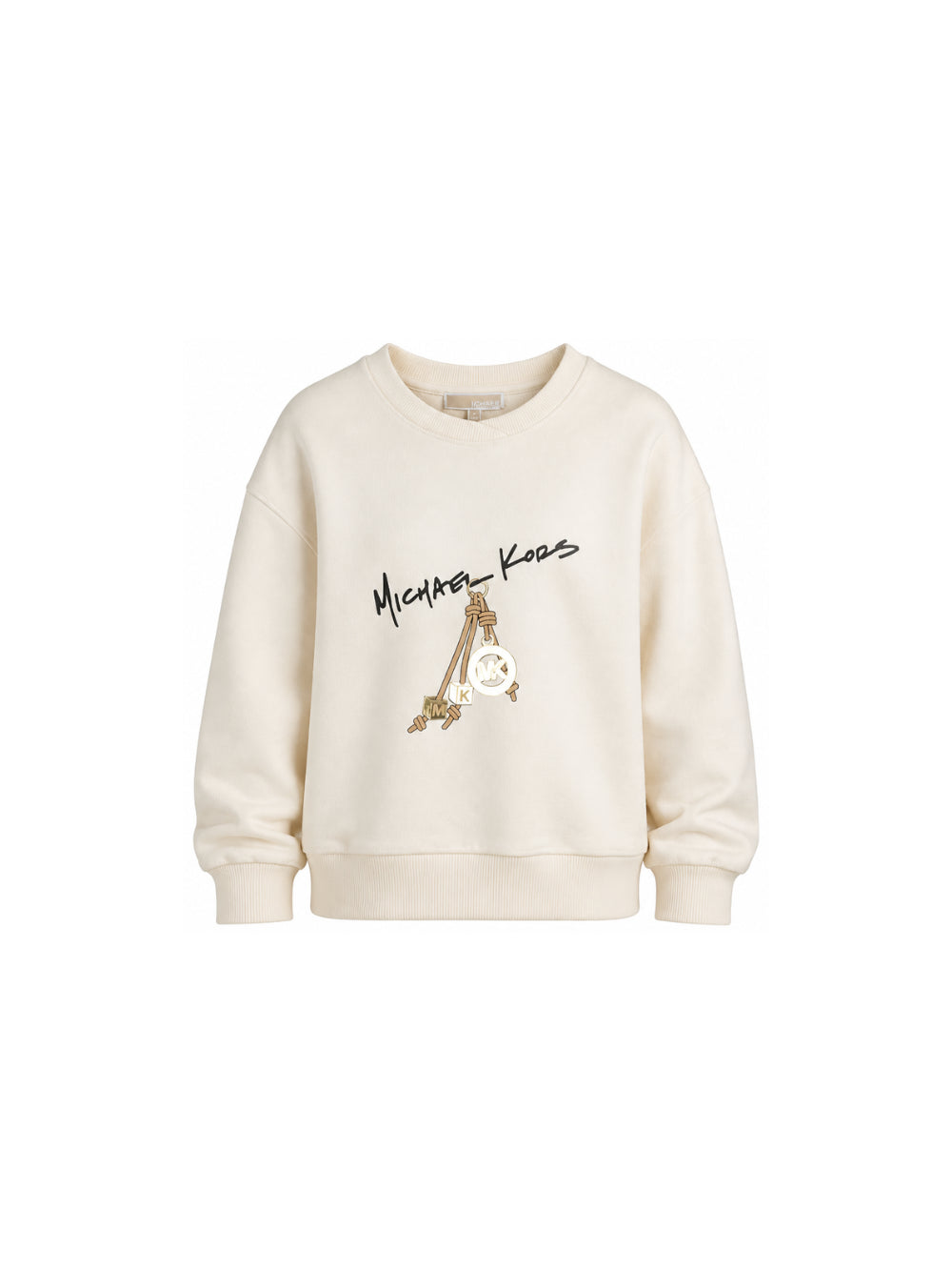 Felpa per bambina Michael Kors Kids beige con stampa grafica R30708 190 MICHAEL KORS KIDS 