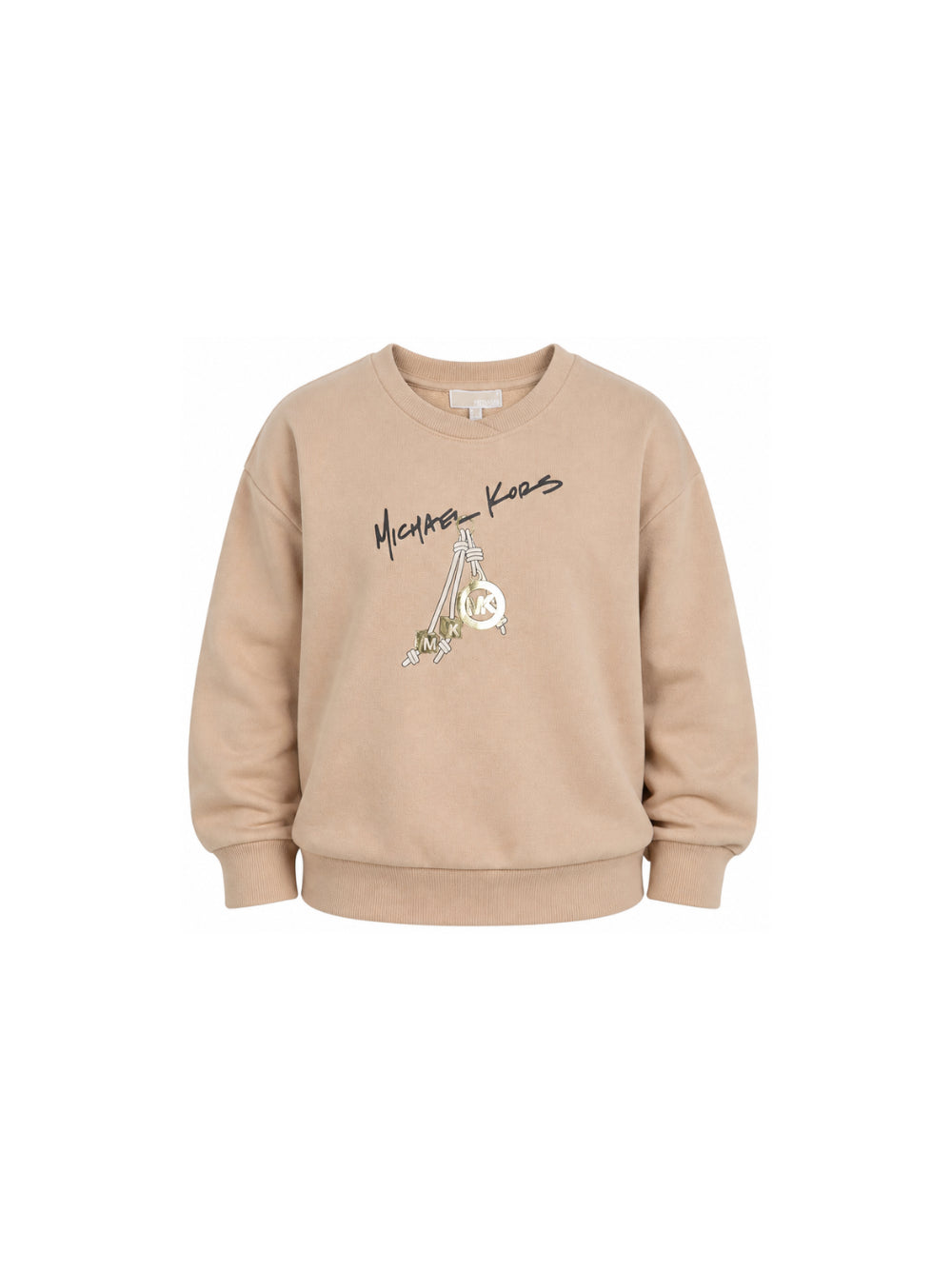 Felpa per bambina Michael Kors Kids beige con stampa grafica R30708 301 MICHAEL KORS KIDS 