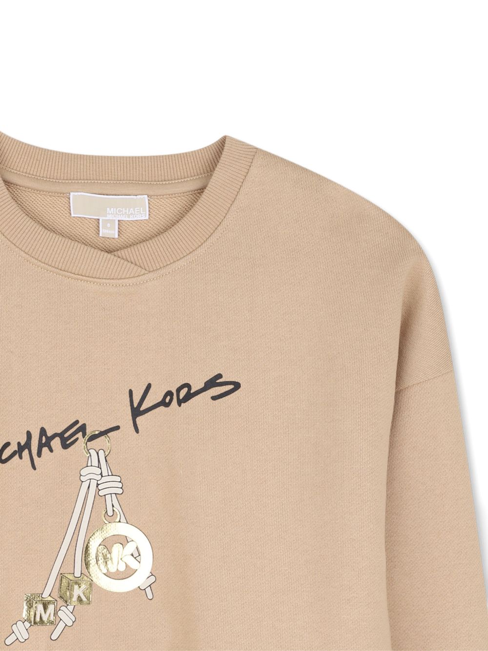 Felpa per bambina Michael Kors Kids beige con stampa grafica R30708 301 MICHAEL KORS KIDS 