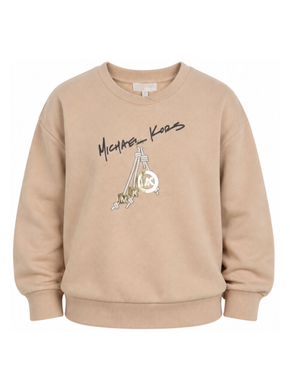 Felpa per bambina Michael Kors Kids beige con stampa grafica R30708 301 MICHAEL KORS KIDS 