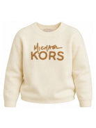 Maglione per bambina Michael Kors Kids beige con logo sul davanti R30718 190 MICHAEL KORS KIDS 