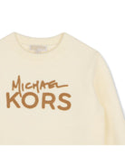 Maglione per bambina Michael Kors Kids beige con logo sul davanti R30718 190 MICHAEL KORS KIDS 