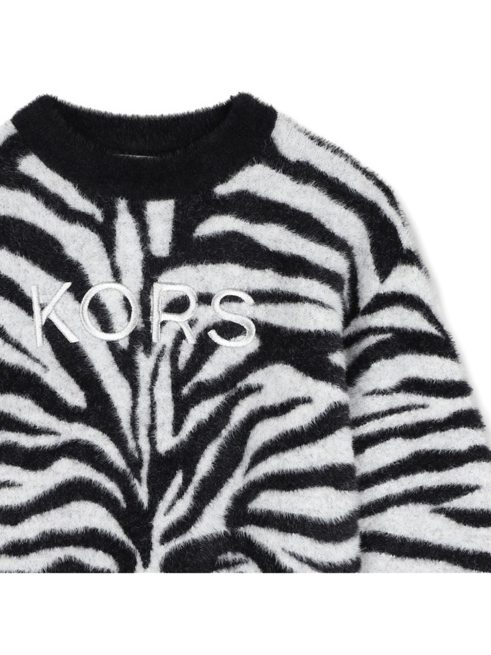 Maglione per bambina Michael Kors Kids bianco e nero con motivo zebrato R30719 09B MICHAEL KORS KIDS 