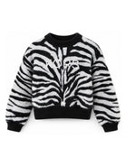 Maglione per bambina Michael Kors Kids bianco e nero con motivo zebrato R30719 09B MICHAEL KORS KIDS 