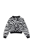 Maglione per bambina Michael Kors Kids bianco e nero con motivo zebrato R30719 09B MICHAEL KORS KIDS 