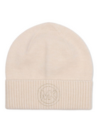 Berretto per bambina Michael Kors Kids beige con logo sul davanti R30807 247 MICHAEL KORS KIDS 
