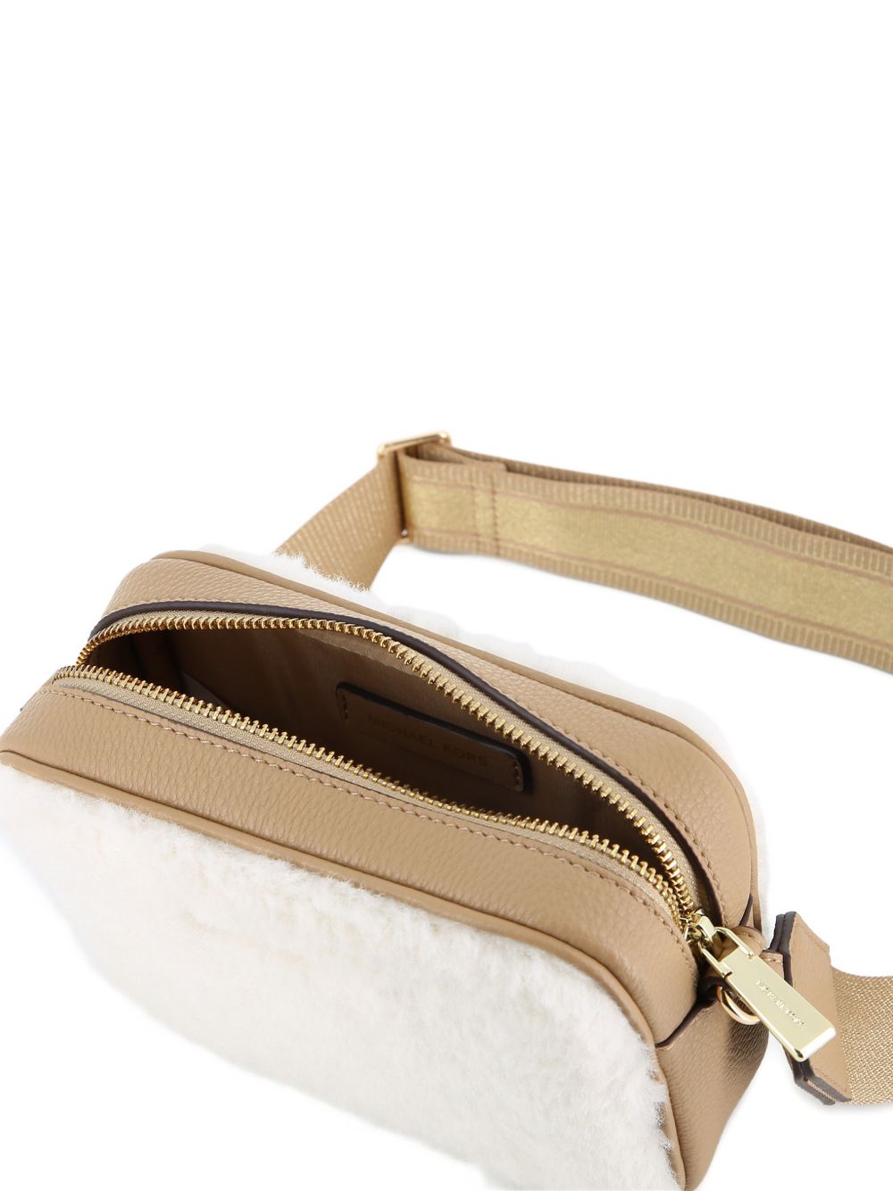 Borsa a spalla per bambina Michael Kors Kids beige con finitura in shearling R30816 117 MICHAEL KORS KIDS 