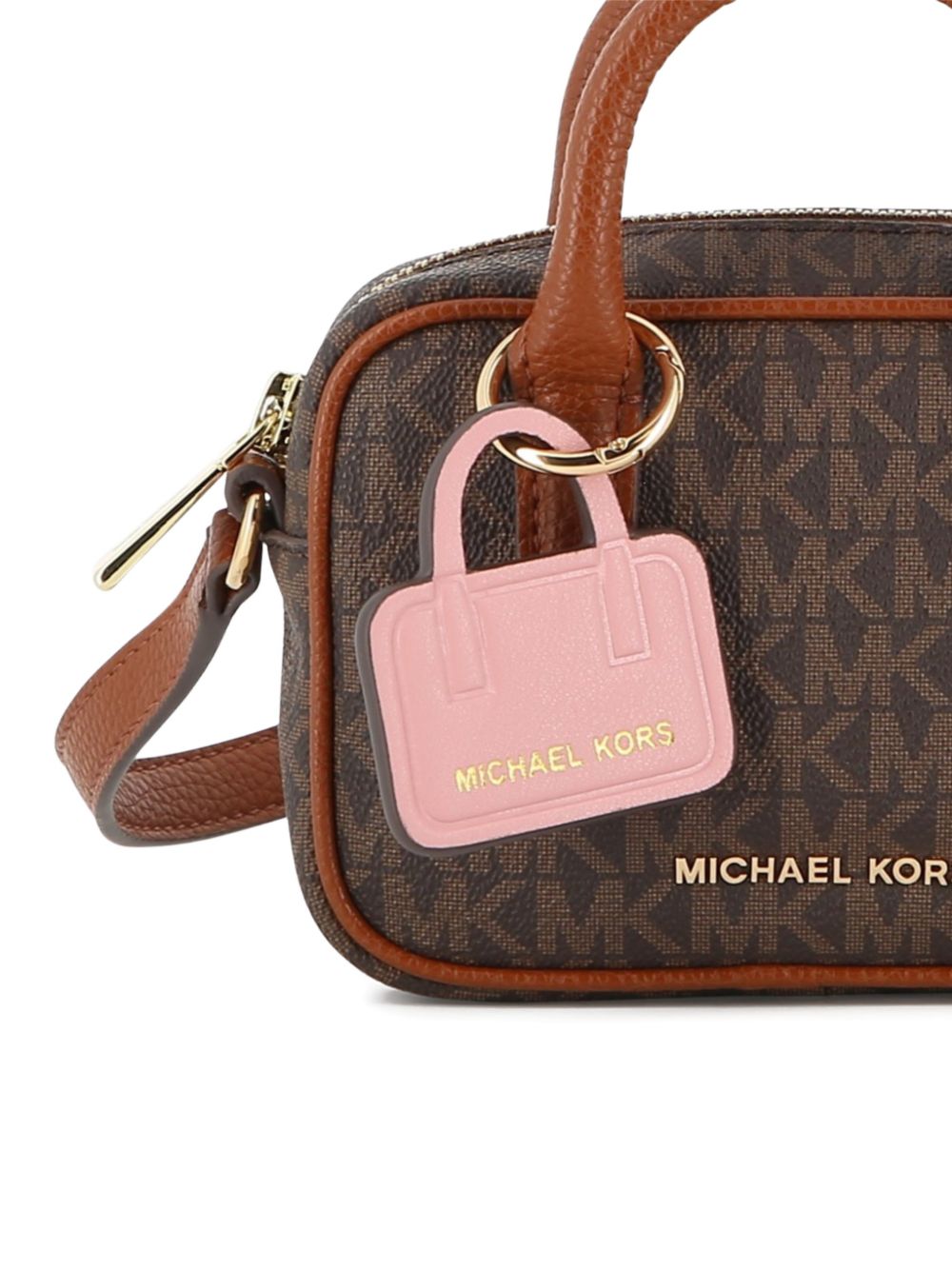 Borsa a mano per bambina Michael Kors Kids marrone con stampa monogramma all-over R30817 340 MICHAEL KORS KIDS 