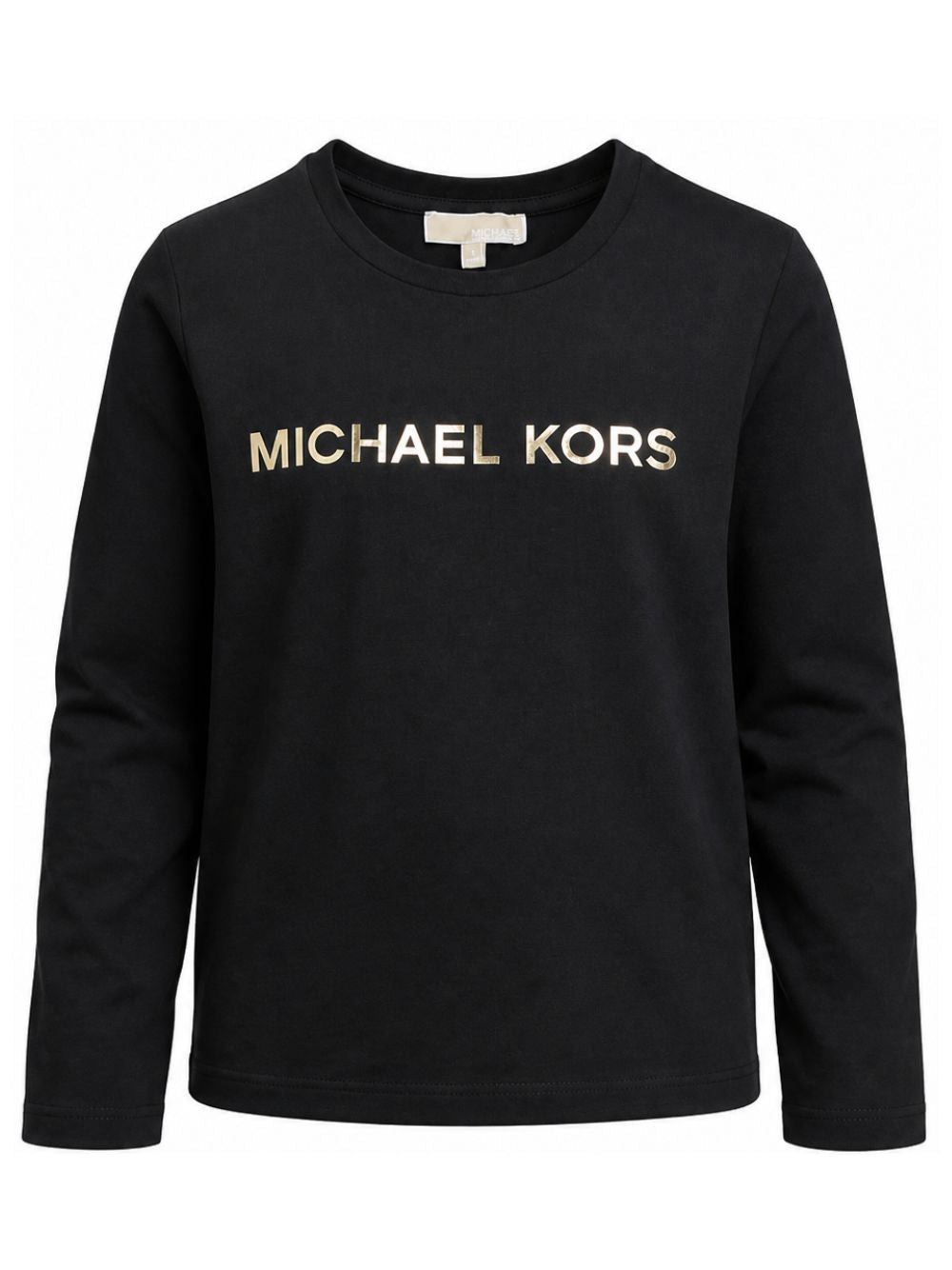 T-shirt per bambina Michael Kors Kids nera con logo sul davanti R30829 09B MICHAEL KORS KIDS 