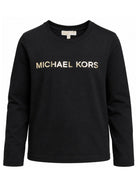 T-shirt per bambina Michael Kors Kids nera con logo sul davanti R30829 09B MICHAEL KORS KIDS 