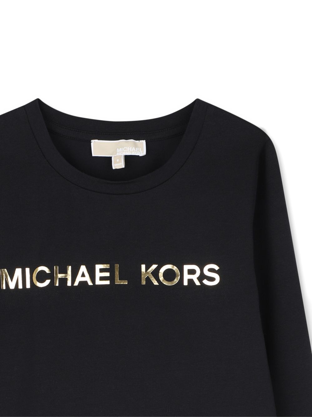 T-shirt per bambina Michael Kors Kids nera con logo sul davanti R30829 09B MICHAEL KORS KIDS 
