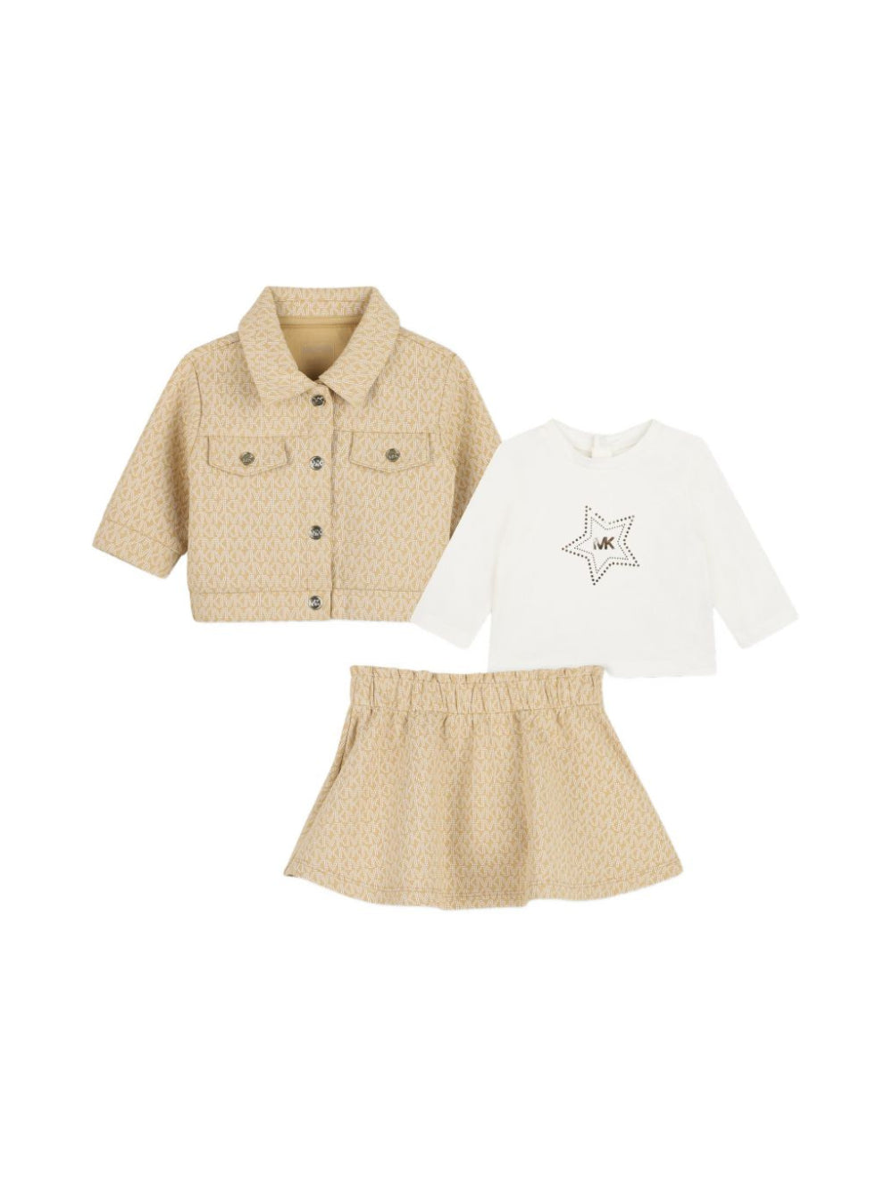 Set tre pezzi per neonata Michael Kors Kids beige con stampa con monogramma all-over R30839 22C MICHAEL KORS KIDS 