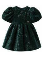 Abito per bambina Mimisol Kids verde con decorazione paillettes MFAB812TS1140 GRN MIMISOL KIDS 