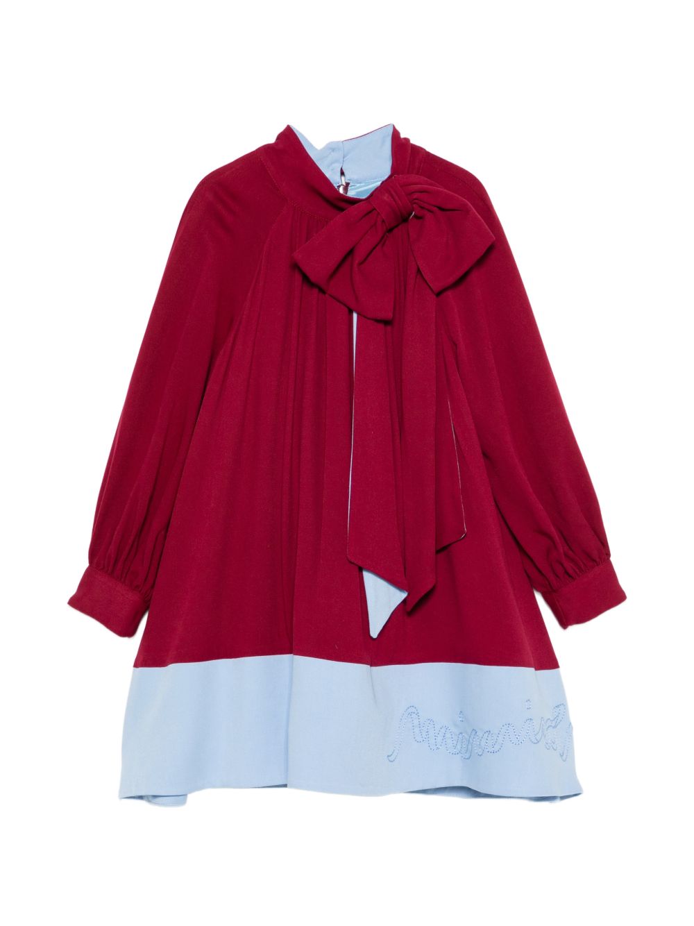Abito con fiocco per bambina Mimisol Kids rosso con design color-block MFAB825V1TS0322 BRL MIMISOL KIDS 