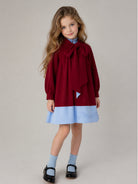 Abito con fiocco per bambina Mimisol Kids rosso con design color-block MFAB825V1TS0322 BRL MIMISOL KIDS 