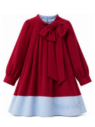 Abito con fiocco per bambina Mimisol Kids rosso con design color-block MFAB825V1TS0322 BRL MIMISOL KIDS 