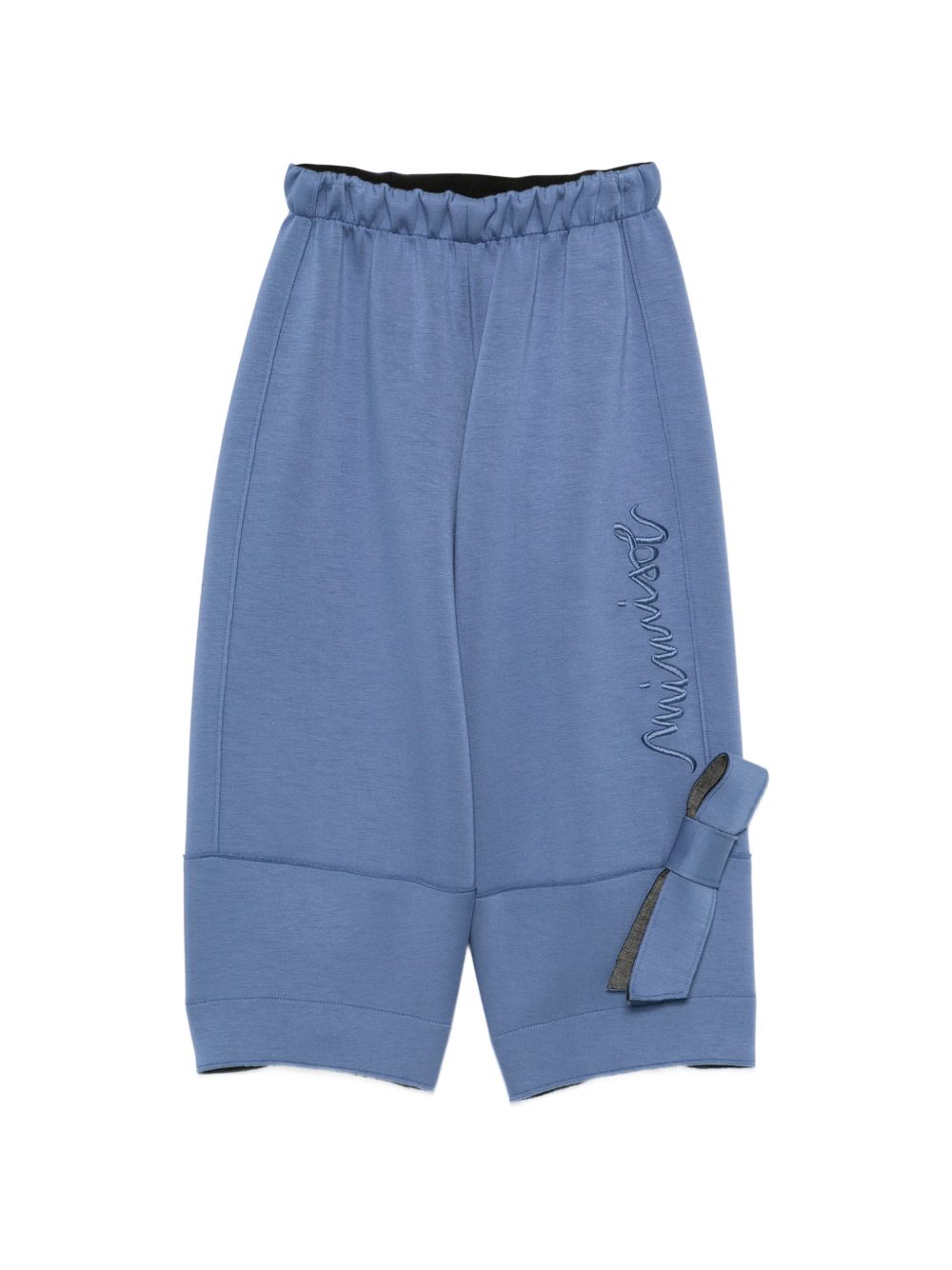 Pantoloni con fiocco per bambina Mimisol Kids blu con logo laterale MFPA175TS1144 BLU MIMISOL KIDS 