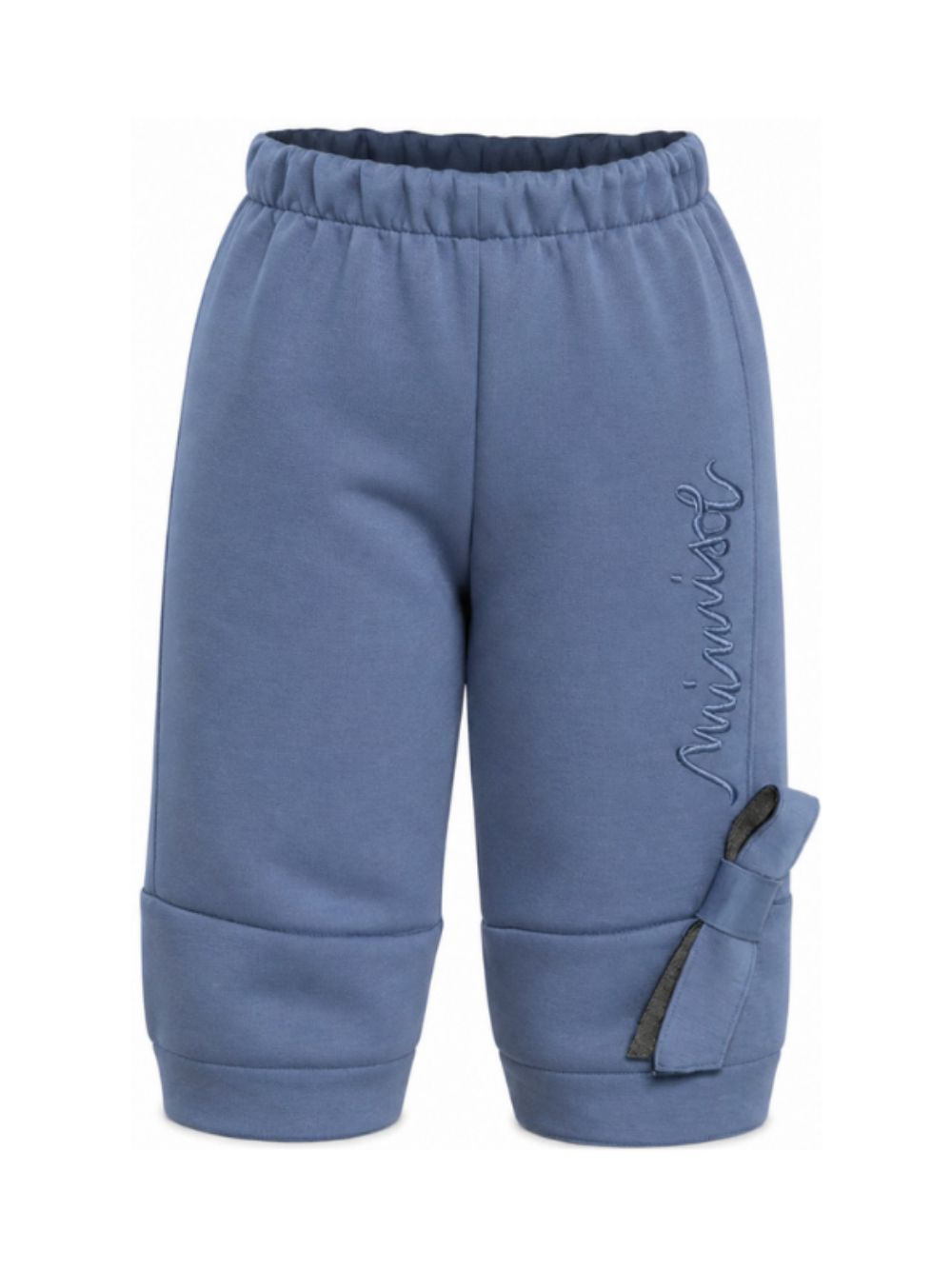 Pantaloni con fiocco per bambina Mimisol Kids blu con logo laterale MFPA175TS1144 BLU MIMISOL KIDS 