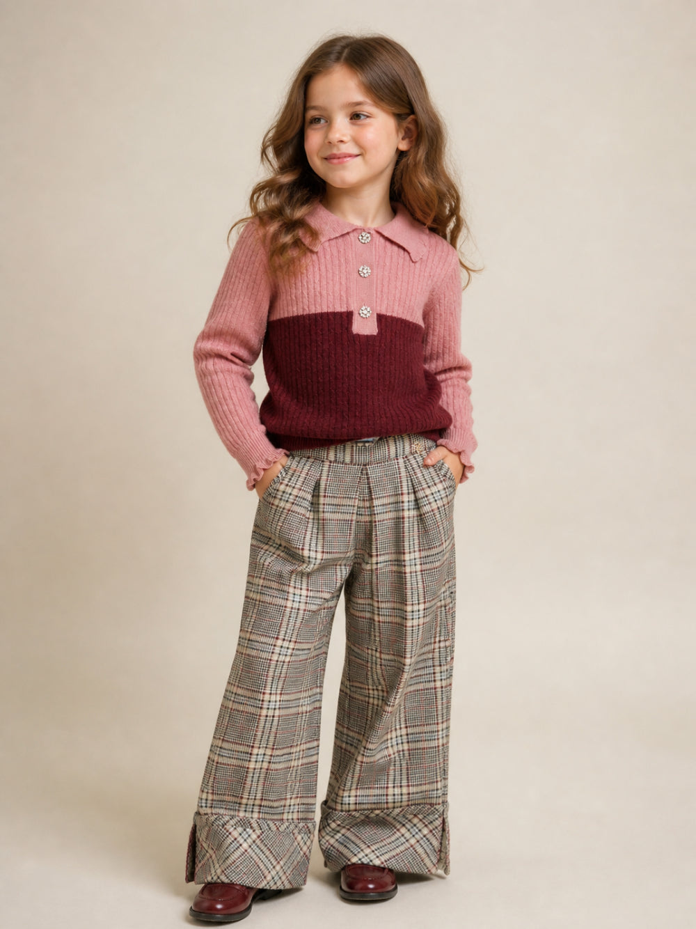 Pantaloni a quadri per bambina Mimisol Kids multicolor con paillettes MFPA176V1TS1134 MLT MIMISOL KIDS 