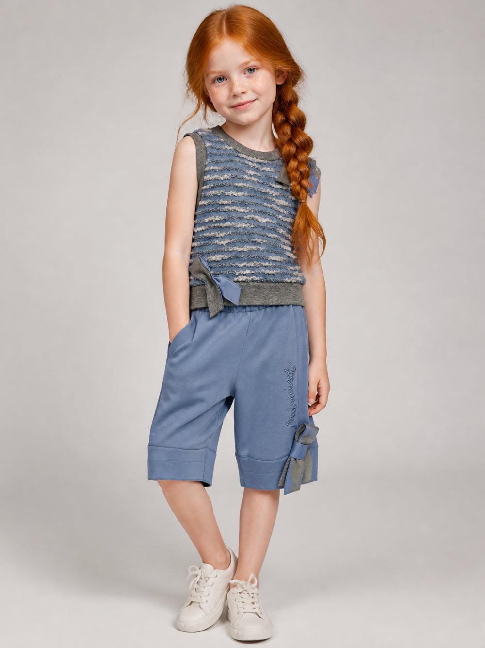 Top a righe per bambina Mimisol Kids blu smanicato MFTP106TS1142 LTB MIMISOL KIDS 