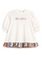 Abito per neonata Missoni Kids bianco con orlo con dettaglio a zigzag MZ1020 Z3183 102 MISSONI KIDS 