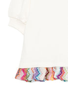 Abito per neonata Missoni Kids bianco con orlo con dettaglio a zigzag MZ1020 Z3183 102 MISSONI KIDS 