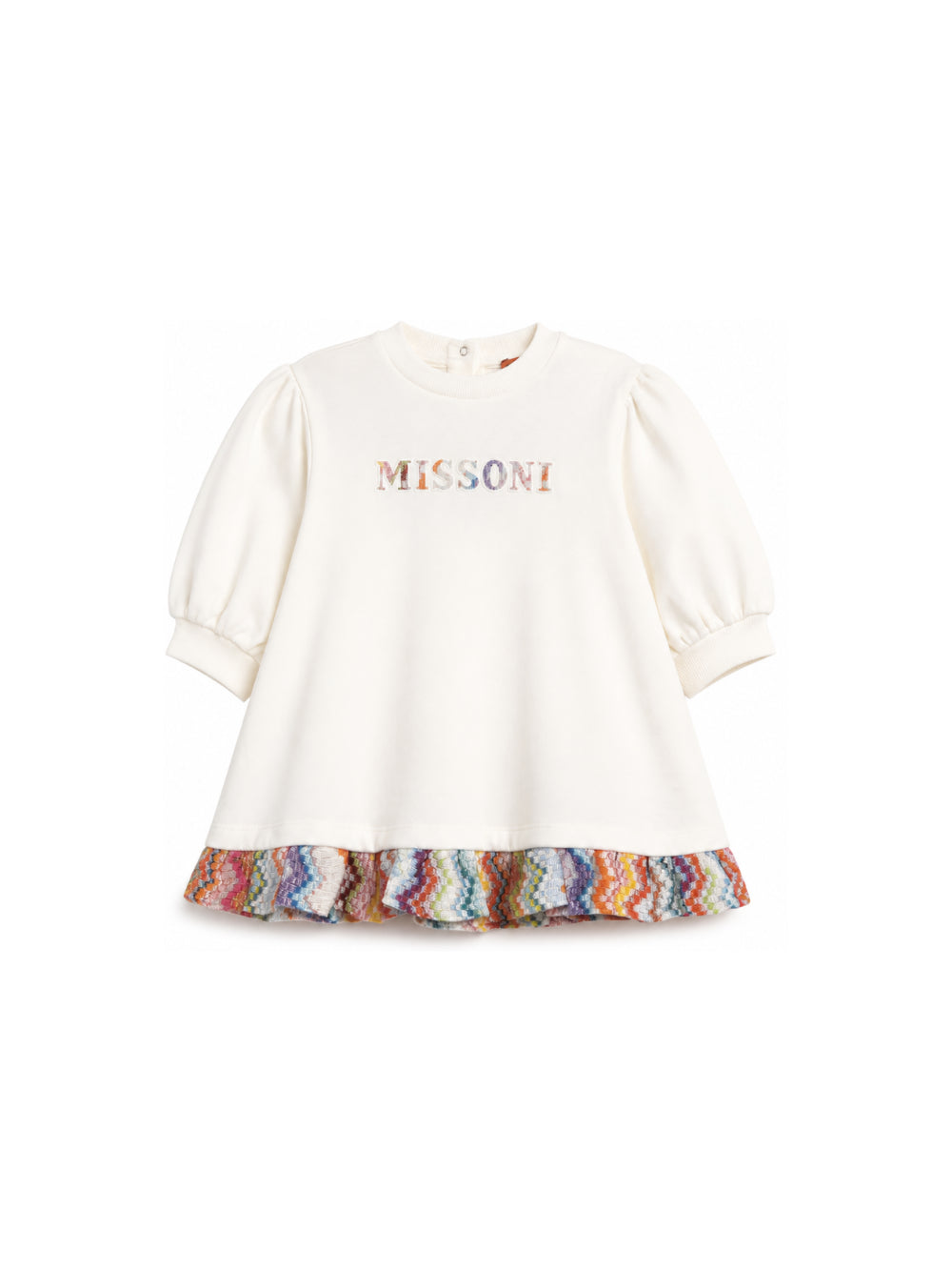 Abito per neonata Missoni Kids bianco con orlo con dettaglio a zigzag MZ1020 Z3183 102 MISSONI KIDS 