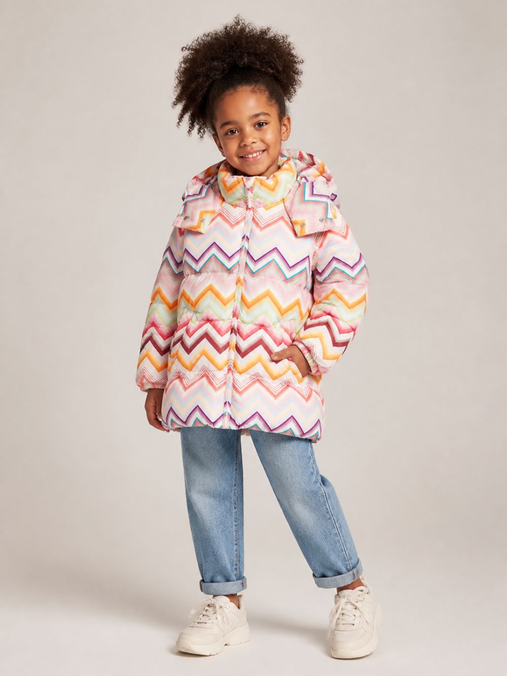 Piumino per bambina Missoni Kids multicolore con stampa a zigzag MZ2A10 N0443 999 MISSONI KIDS 