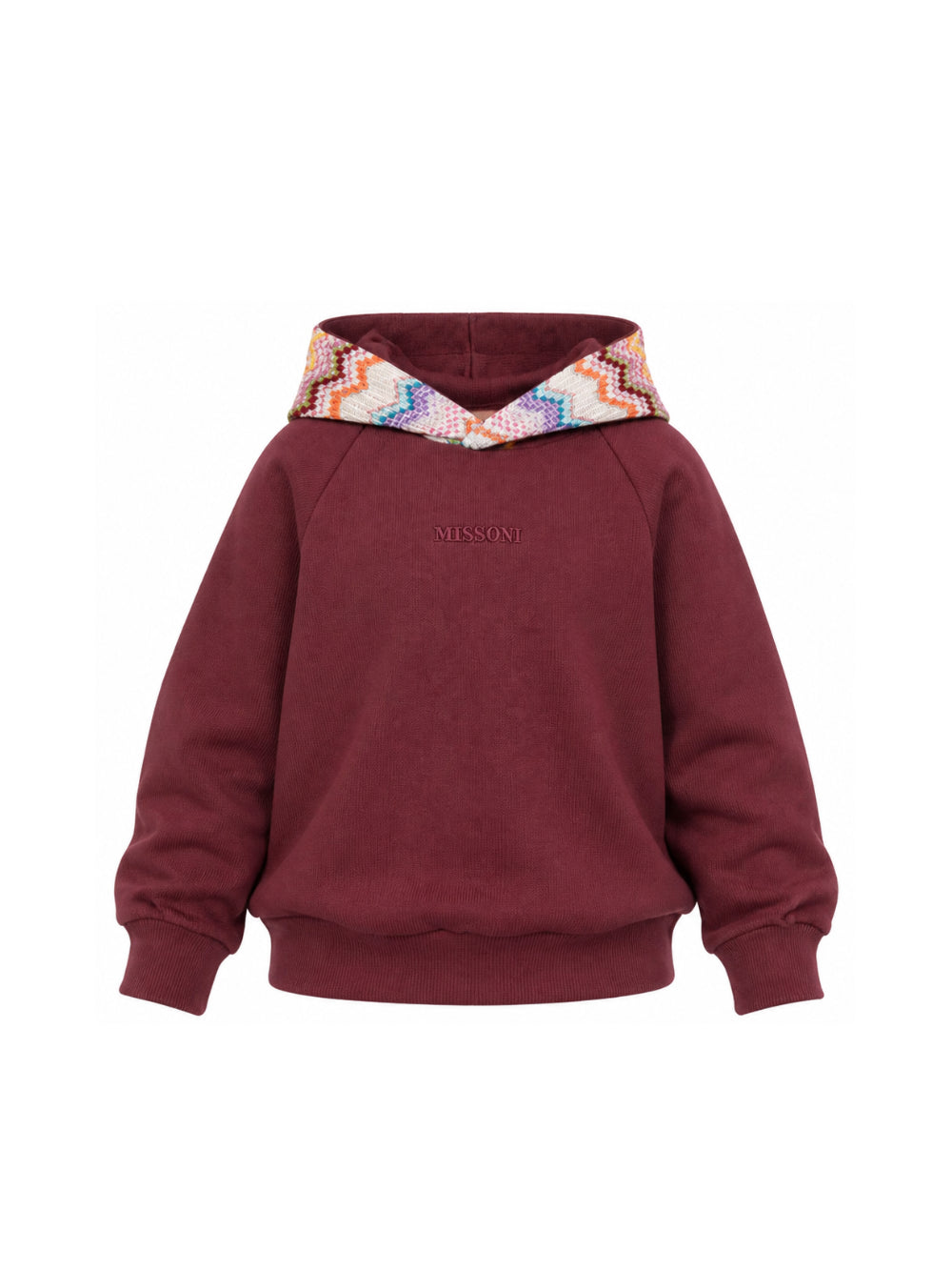 Felpa per bambina Missoni Kids bordeaux con cappuccio con motivo a zigzag MZ4A00 Z3183 530 MISSONI KIDS 
