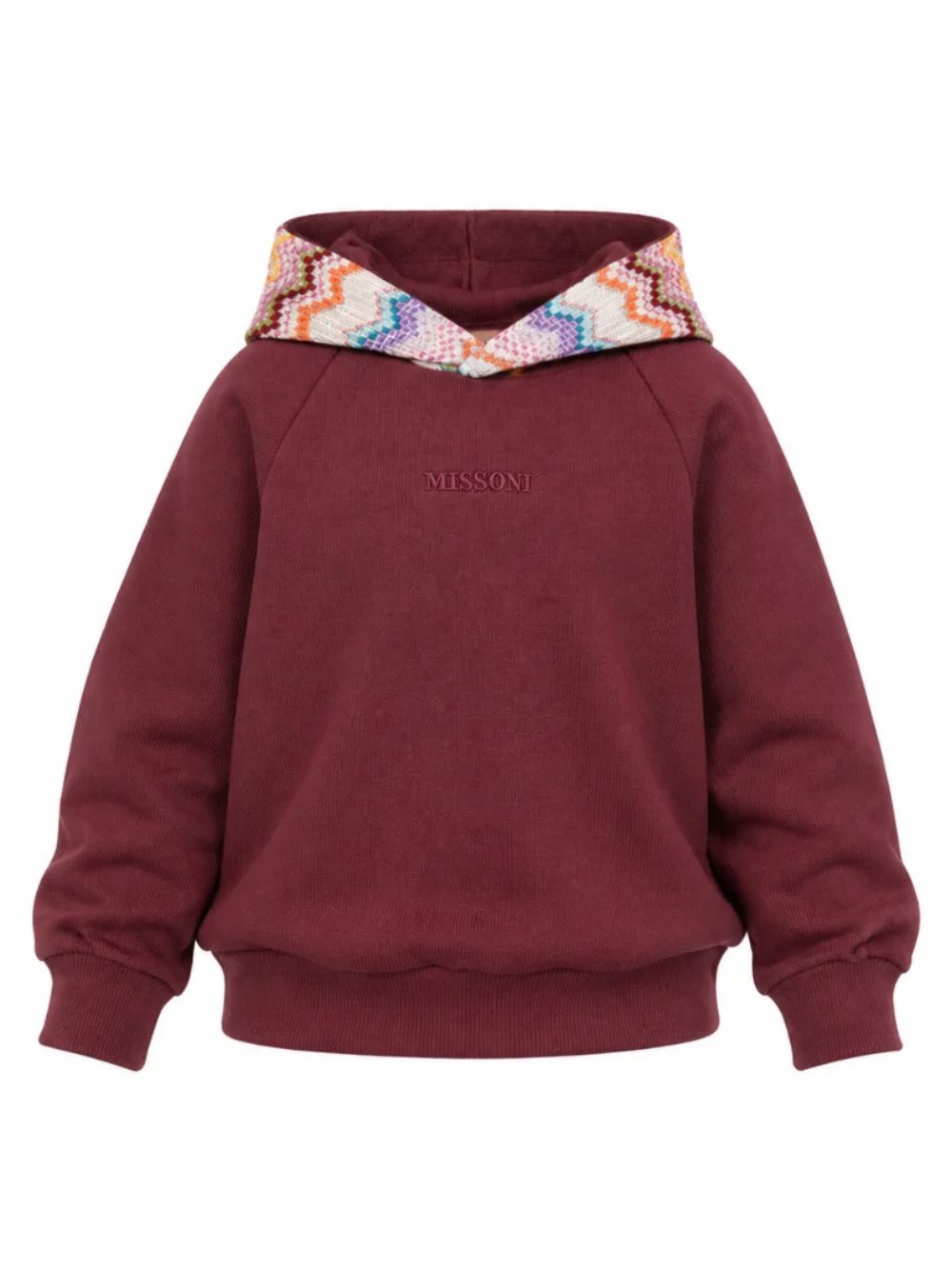 Felpa per bambina Missoni Kids bordeaux con cappuccio con motivo a zigzag MZ4A00 Z3183 530 MISSONI KIDS 