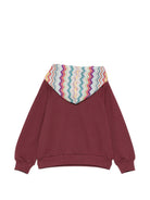 Felpa per bambina Missoni Kids bordeaux con cappuccio con motivo a zigzag MZ4A00 Z3183 530 MISSONI KIDS 