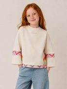 Felpa per bambina Missoni Kids bianca con inserti con motivo chevron MZ4A40 Z3183 102MC MISSONI KIDS 