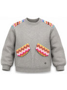 Felpa per bambina Missoni Kids grigia con inserti con motivo a zig-zag MZ4A60 Z4104 806AG MISSONI KIDS 