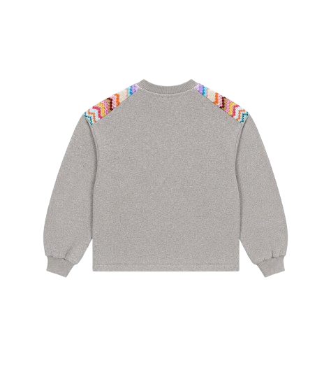 Felpa per bambina Missoni Kids grigia con inserti con motivo a zig-zag MZ4A60 Z4104 806AG MISSONI KIDS 