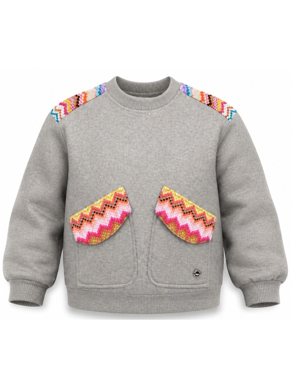 Felpa per bambina Missoni Kids grigia con inserti con motivo a zig-zag MZ4A60 Z4104 806AG MISSONI KIDS 