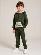 Felpa per bambino Missoni Kids verde con dettagli con motivo a zigzag MZ4H10 Z3183 70J MISSONI KIDS 