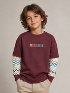 Felpa per bambino Missoni Kids bordeaux con maniche a contrasto MZ4H30 Z3183 530 MISSONI KIDS 