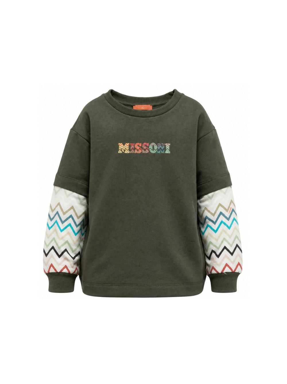 Felpa per bambino Missoni Kids verde con maniche a contrasto MZ4H30 Z3183 70J MISSONI KIDS 