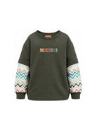 Felpa per bambino Missoni Kids verde con maniche a contrasto MZ4H30 Z3183 70J MISSONI KIDS 